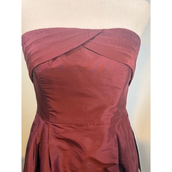 J.Crew Erin Dress Silk Dupioni Size 2 Strapless Cocktail Burgundy NWT Wedding - Picture 3 of 11